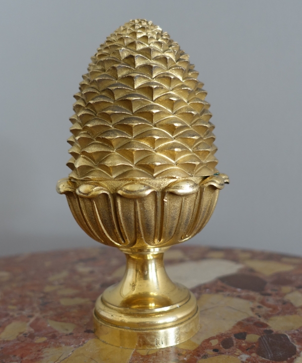 Boule de rampe d'escalier de château en bronze doré - style Louis XVI Empire - Maison Fontaine