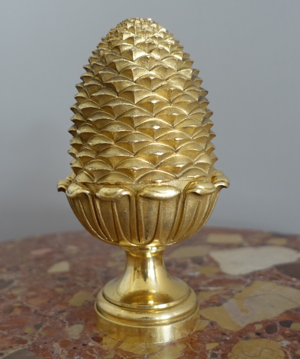 Boule de rampe d'escalier de château en bronze doré - style Louis XVI Empire - Maison Fontaine