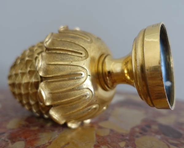 Boule de rampe d'escalier de château en bronze doré - style Louis XVI Empire - Maison Fontaine