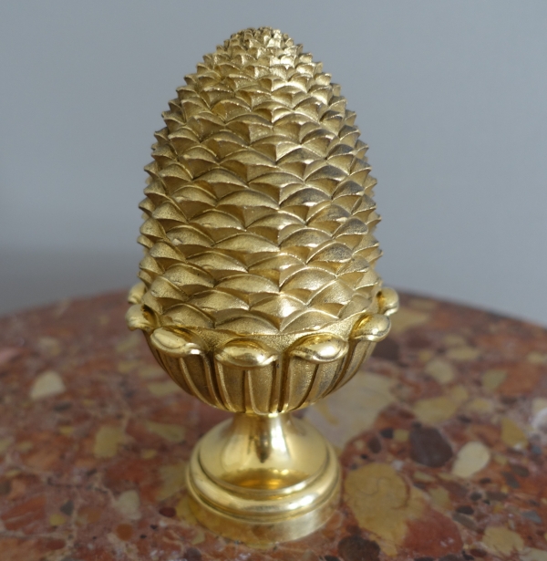 Boule de rampe d'escalier de château en bronze doré - style Louis XVI Empire - Maison Fontaine
