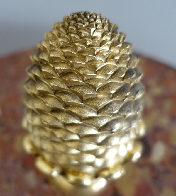 Boule de rampe d'escalier de château en bronze doré - style Louis XVI Empire - Maison Fontaine