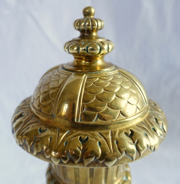 Tall Louis XIV style bronze banister ball, 19th century