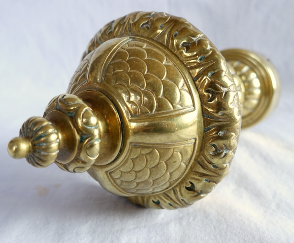 Tall Louis XIV style bronze banister ball, 19th century