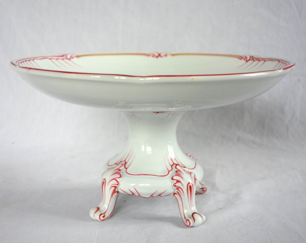 Lunéville - coupe montée sur pieds en faïence à doubles armoiries comtales, fin XIXe siècle