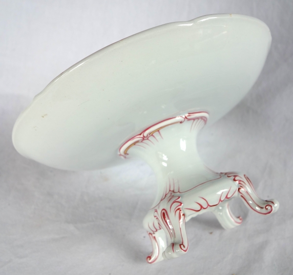 Lunéville - coupe montée sur pieds en faïence à doubles armoiries comtales, fin XIXe siècle