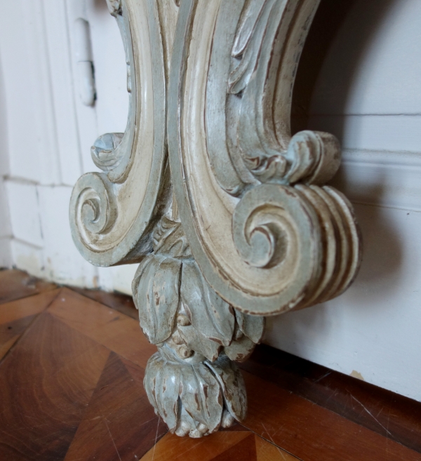 Pair of lacquered wood wall consoles, Louis XIV style / Louis XVI style