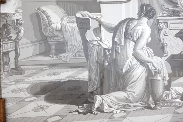 Psyché au Bain, papier peint panoramique Empire à l'antique, réédition modèle de Dufour de 1815