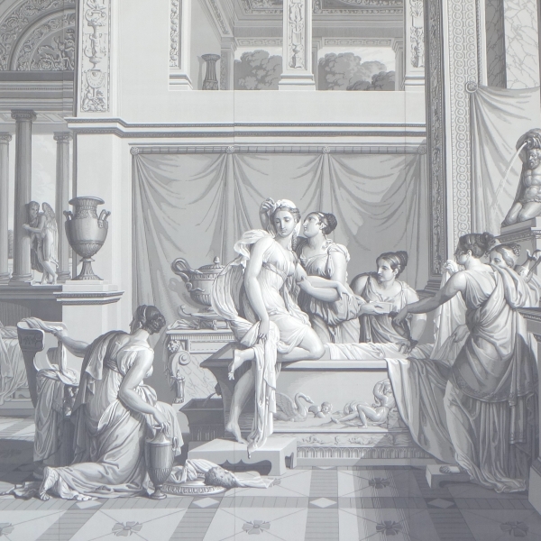 Psyché au Bain, papier peint panoramique Empire à l'antique, réédition modèle de Dufour de 1815