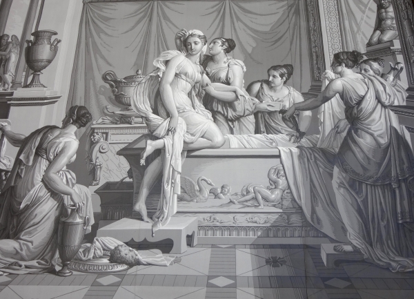 Psyché au Bain, papier peint panoramique Empire à l'antique, réédition modèle de Dufour de 1815