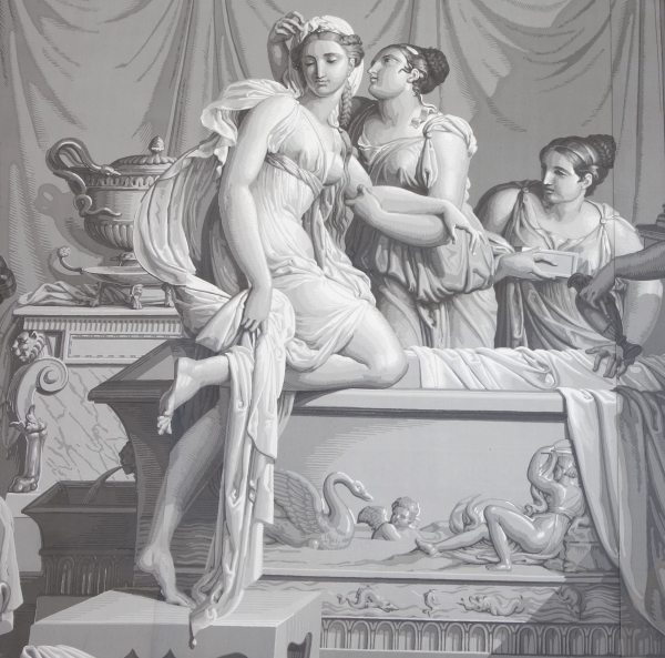 Psyché au Bain, papier peint panoramique Empire à l'antique, réédition modèle de Dufour de 1815