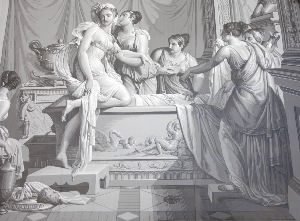 Psyché au Bain, papier peint panoramique Empire à l'antique, réédition modèle de Dufour de 1815