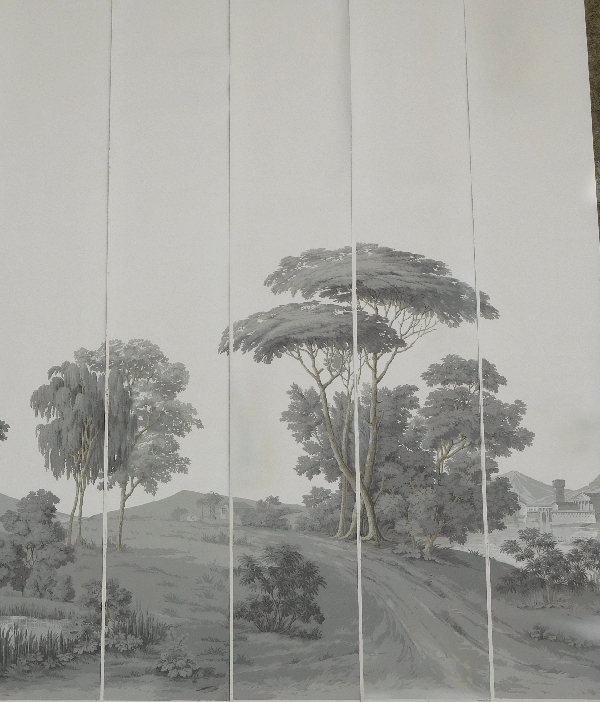 Papier peint panoramique Zuber jamais posé : paysage Italien grisaille 380cm x 240cm