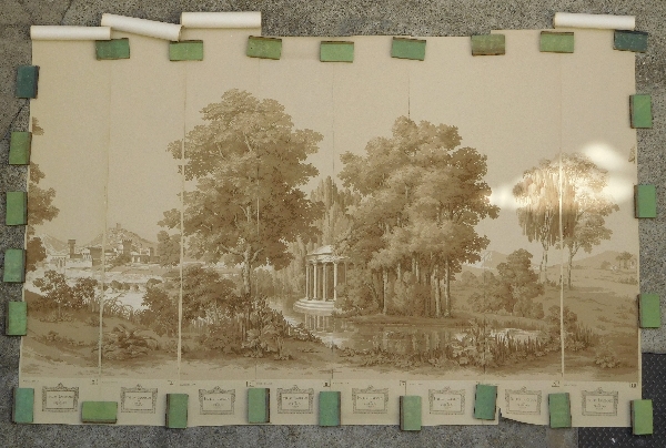 Papier peint panoramique Zuber jamais posé, Paysage Italien sépia 250cm x 400cm