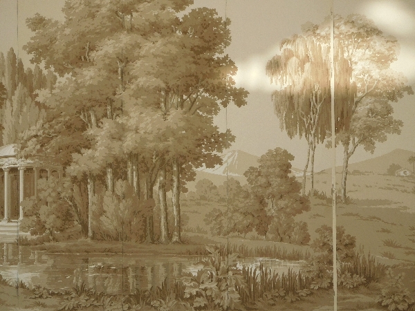 Papier peint panoramique Zuber jamais posé, Paysage Italien sépia 250cm x 400cm