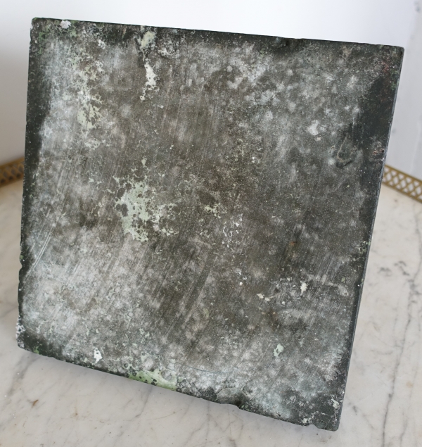 Socle de présentation néoclassique en marbre vert de mer pour buste