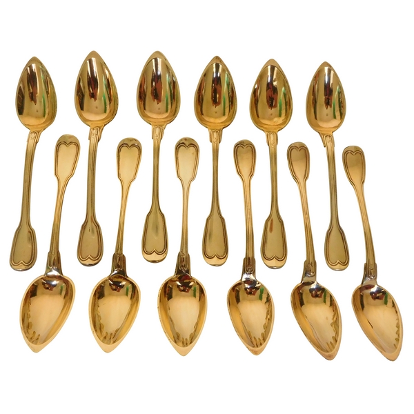 12 vermeil coffee spoons / tea spoons, early 19th century