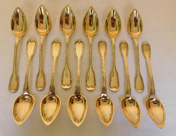 12 vermeil coffee spoons / tea spoons, early 19th century