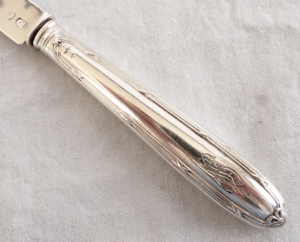 Set of 12 sterling silver crustacean forks / knives, Louis XVI style - silversmith Lapparra & Gabriel