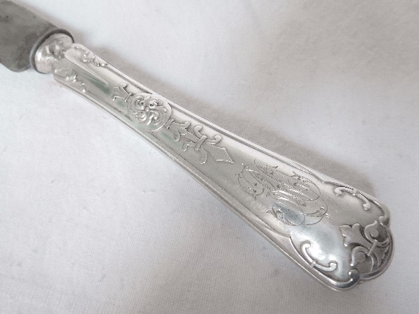 12 antique French silver knives, Renaissance style, Puiforcat