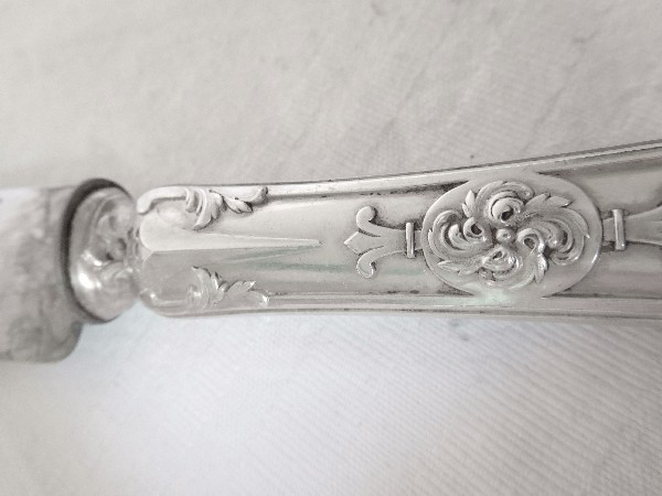 12 antique French silver knives, Renaissance style, Puiforcat