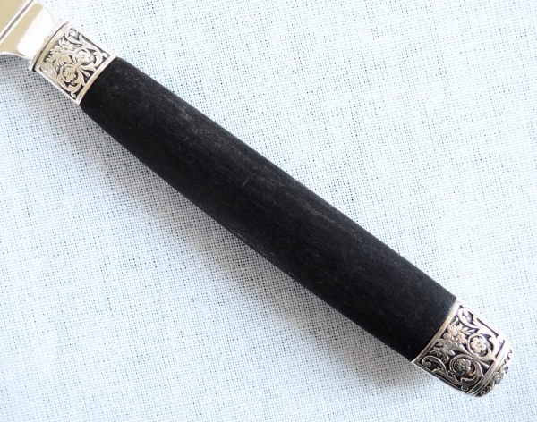 Set of 12 sterling silver Louis XVI style fruit knives, ebony handles