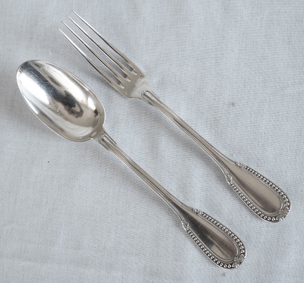 Louis XVI style sterling silver flatware for 12 people -  24 pieces
