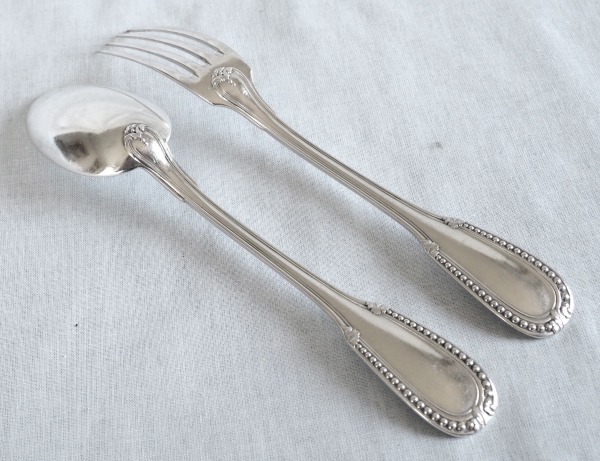 Louis XVI style sterling silver flatware for 12 people -  24 pieces