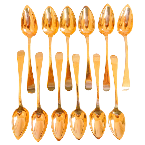 Set of 12 vermeil spoons for a jam jar, Empire production circa 1818