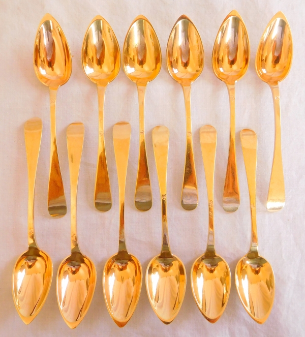 Set of 12 vermeil spoons for a jam jar, Empire production circa 1818