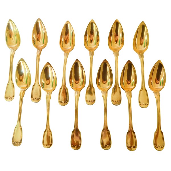 12 vermeil coffee spoons / tea spoons, Old Man hallmark, early 19th century