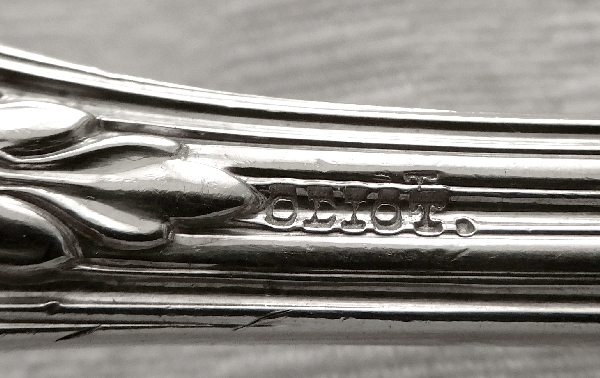 Odiot / Puiforcat : 12 sterling silver table forks, French Regency style, late 19th century, coat of arms