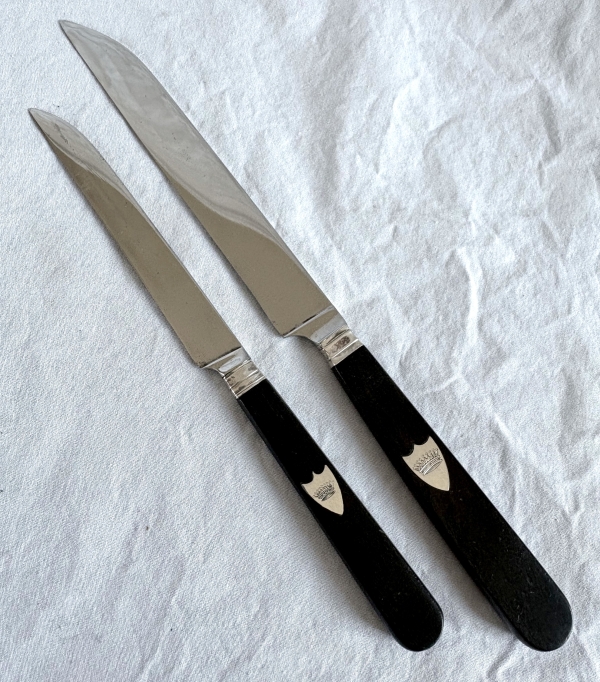 Set of 32 ebony and sterling silver knives - crown of count - early 19th century circa 1830