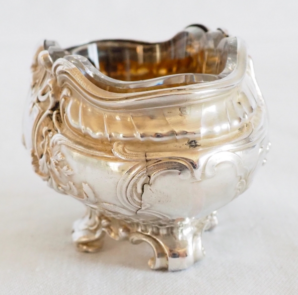 Ravinet d'Enfert : set of 4 salt cellars, Louis XV style, sterling silver and vermeil