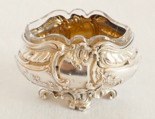 Ravinet d'Enfert : set of 4 salt cellars, Louis XV style, sterling silver and vermeil