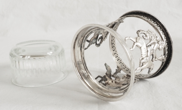 Suite de 4 salerons / salières Empire en argent massif - allégorie de l'amour fidèle - poinçon Coq