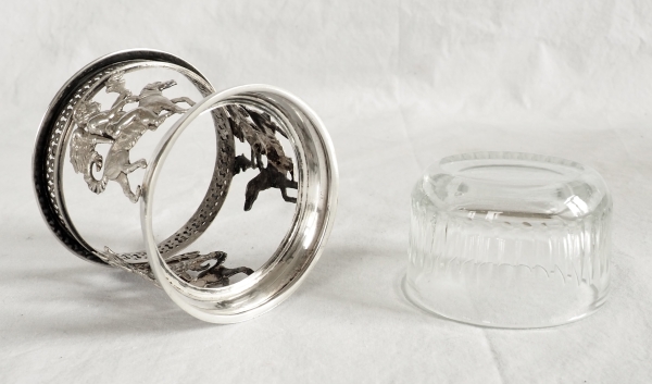 Suite de 4 salerons / salières Empire en argent massif - allégorie de l'amour fidèle - poinçon Coq