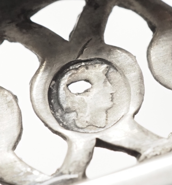 Suite de 4 salerons / salières Empire en argent massif - allégorie de l'amour fidèle - poinçon Coq