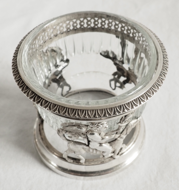 Suite de 4 salerons / salières Empire en argent massif - allégorie de l'amour fidèle - poinçon Coq