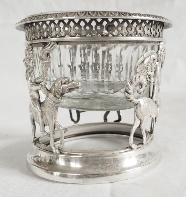 Suite de 4 salerons / salières Empire en argent massif - allégorie de l'amour fidèle - poinçon Coq