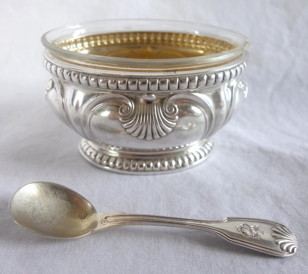 Puiforcat : suite de 4 salières en argent massif de style Régence - Louis XVI coquilles et perles