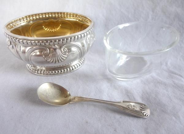 Puiforcat : suite de 4 salières en argent massif de style Régence - Louis XVI coquilles et perles