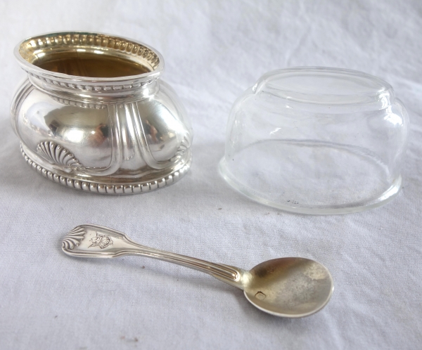Puiforcat : suite de 4 salières en argent massif de style Régence - Louis XVI coquilles et perles