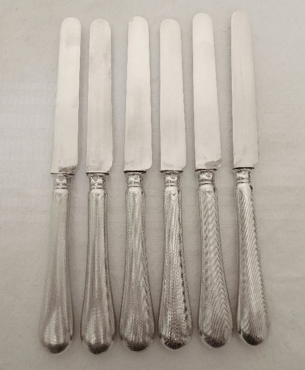 6 sterling silver fruit knives, Henin & Cie, 19th century