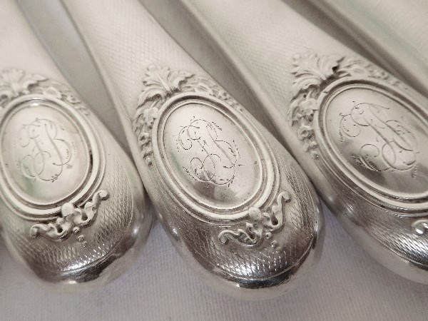 6 sterling silver fruit knives, Henin & Cie, 19th century