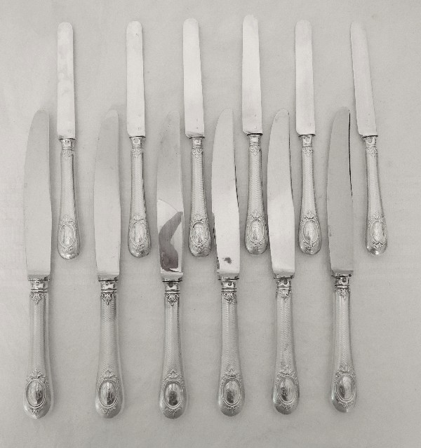 6 sterling silver fruit knives, Henin & Cie, 19th century