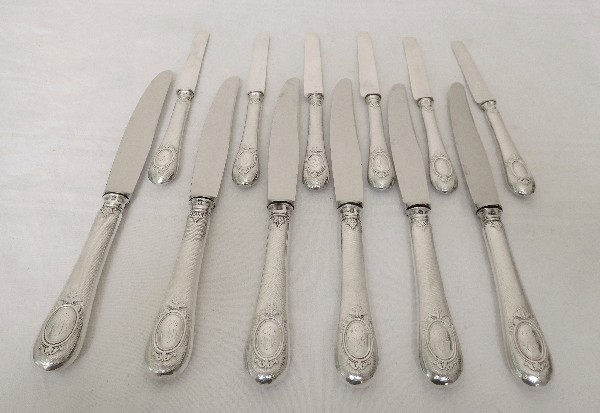 6 sterling silver fruit knives, Henin & Cie, 19th century