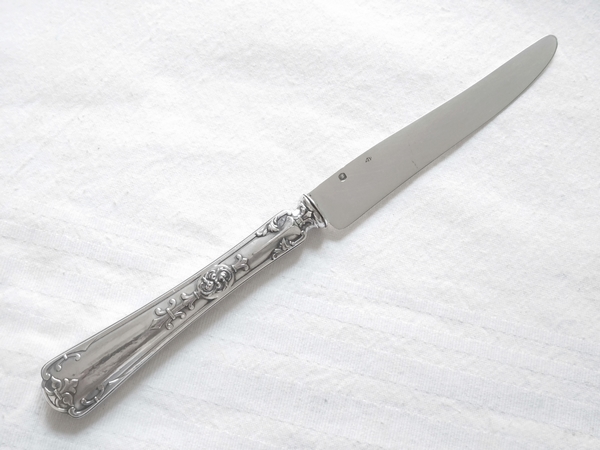 6 sterling silver fruit knives, Renaissance style, Fer de Lance pattern, silversmith Puiforcat