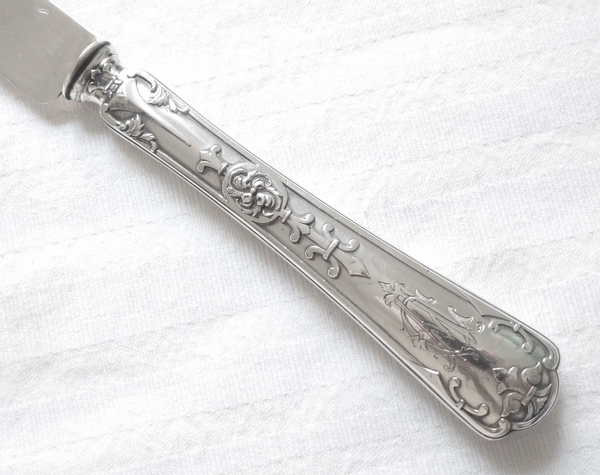 6 sterling silver fruit knives, Renaissance style, Fer de Lance pattern, silversmith Puiforcat