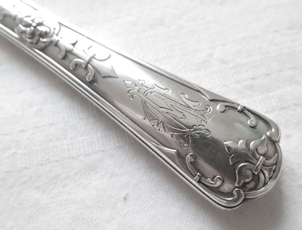 6 sterling silver fruit knives, Renaissance style, Fer de Lance pattern, silversmith Puiforcat