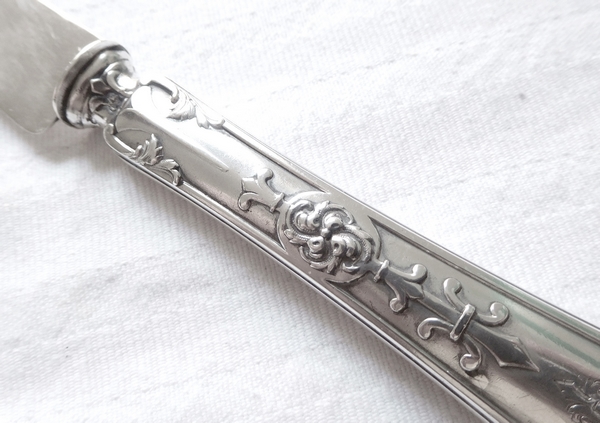 6 sterling silver fruit knives, Renaissance style, Fer de Lance pattern, silversmith Puiforcat